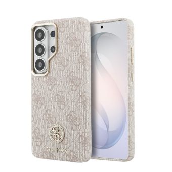 Obal Guess PU Leather 4G Strass Logo Gold Frame Magnetic Samsung Galaxy S26 Ultra 5G S948 GUHMS26LP4GRMDEP ružový