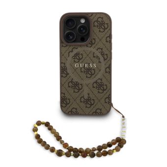 Obal Guess PU Leather 4G Colored Ring Strap MagSafe Apple iPhone 16 Pro GUHMP16LP4GREGSW hnedý