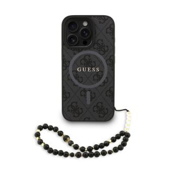 Obal Guess PU Leather 4G Colored Ring Strap MagSafe Apple iPhone 16 Pro GUHMP16LP4GREGSK čierny