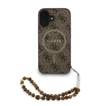 Obal Guess PU Leather 4G Colored Ring Strap MagSafe Apple iPhone 16 GUHMP16SP4GREGSW hnedý