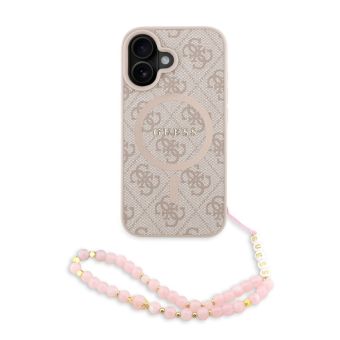 Obal Guess PU Leather 4G Colored Ring Strap MagSafe Apple iPhone 16 GUHMP16SP4GREGSP ružový