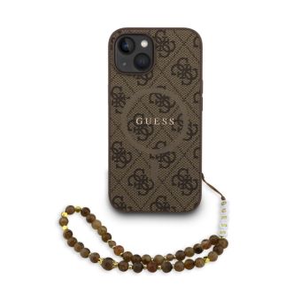 Obal Guess PU Leather 4G Colored Ring Strap MagSafe Apple iPhone 15 GUHMP15SP4GREGSW hnedý