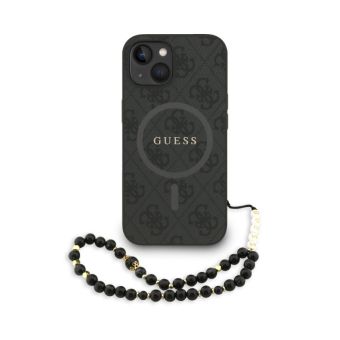 Obal Guess PU Leather 4G Colored Ring Strap MagSafe Apple iPhone 14 GUHMP14SP4GREGSK čierny