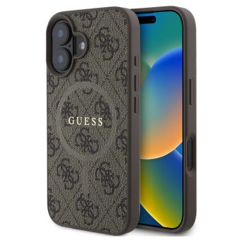Obal Guess PU Leather 4G Colored Ring MagSafe Apple iPhone 16 GUHMP16SG4GFRW hnedý