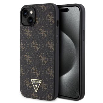 Obal Guess PU 4G Triangle Metal Logo Apple iPhone 15 Plus GUHCP15MPG4GPK čierny
