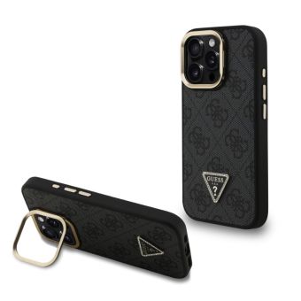 Obal Guess PU 4G Strass Triangle Logo Stand Camera Frame MagSafe Apple iPhone 15 Pro Max GUHMP15XPCS4GPTK čierny