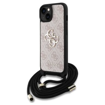 Obal Guess PU 4G Metal Logo Crossbody Popruh Apple iPhone 15 GUHCP15SP4GMGCRP ružový