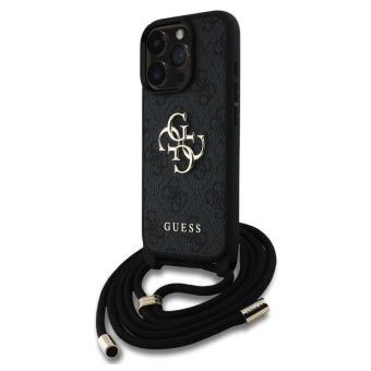 Obal Guess PU 4G Metal Logo Crossbody Popruh Apple iPhone 15 Pro Max GUHCP15XP4GMGCRK čierny