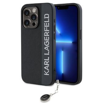 Obal Karl Lagerfeld PU Saffiano Rhinestone Charm Apple iPhone 15 Pro Max KLHCP15XPSAKDGCK čierny