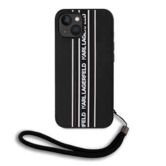 Obal Karl Lagerfeld PU Saffiano Athleisure Stripe and Strap Apple iPhone 15 KLHCP15SPAMSCNSP ružový