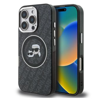 Obal Karl Lagerfeld IML K&CH Heads Repeated Logo MagSafe Apple iPhone 15 Pro Max KLHMP15XHMKBKCHK čierny