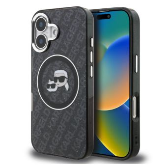 Obal Karl Lagerfeld IML K&CH Heads Repeated Logo MagSafe Apple iPhone 16 KLHMP16SHMKBKCHK čierny