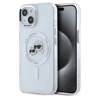Obal Karl Lagerfeld IML K&CH Heads Metal Frame MagSafe Apple iPhone 14 KLHMP14SHLSKCH transparentný