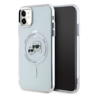 Obal Karl Lagerfeld IML K&CH Heads Metal Frame MagSafe Apple iPhone 11 KLHMN61HLSKCH transparentný