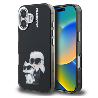 Obal Karl Lagerfeld IML Aquarelle Karl and Choupette Apple iPhone 16 KLHCP16SHMKCAQK čierny