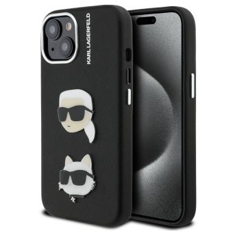 Obal Karl Lagerfeld Grained PU K&CH Heads Apple iPhone 15 KLHCP15SPSFDHPK čierny