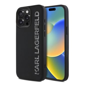 Obal Karl Lagerfeld 3D Rubber Glitter Logo Apple iPhone 15 Pro Max KLHCP15XRBKGVCK čierny