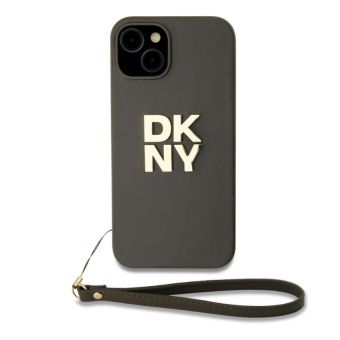 Obal DKNY PU Leather Stack Logo Wrist Strap Apple iPhone 14 DKHCP14SPBSWSA hnedý