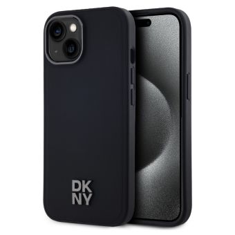 Obal DKNY PU Leather Stack Logo Magsafe Apple iPhone 15 DKHMP15SPSMCSLK čierny