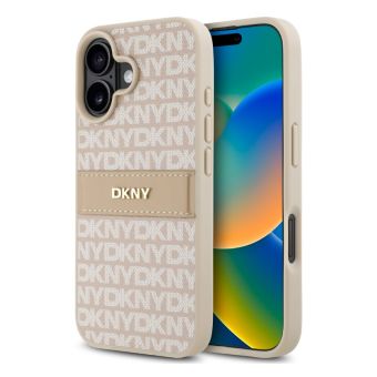 Obal DKNY PU Leather Repeat Pattern Tonal Stripe Apple iPhone 16 Plus DKHCP16MPRTHSLP ružový