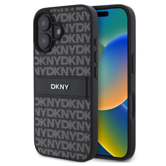 Obal DKNY PU Leather Repeat Pattern Tonal Stripe Apple iPhone 16 Plus DKHCP16MPRTHSLK čierny