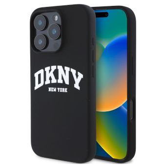 Obal DKNY Liquid Silicone Arch Logo MagSafe Apple iPhone 16 Pro Max DKHMP16XSNYACH čierny