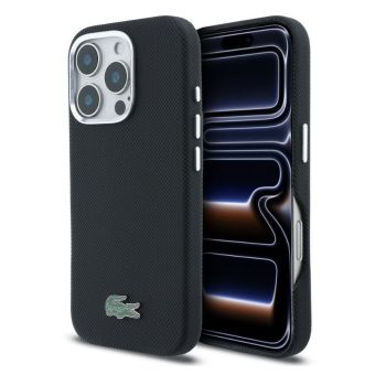 Obal Lacoste PVC Iconic Petit Pique Metal Logo MagSafe Apple iPhone 16 Pro Max LCFCMP16XPLAK čierny