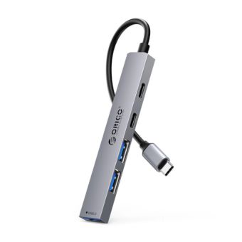 Hub Orico YSB4-U2 USB-A/USB-C Hub Docking Station 2x USB-A 2.0 + 1x USB-A 3.0 + 1x USB-C 2.0 + 1x USB-C, sivý