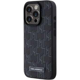 Obal Karl Lagerfeld PU Leather Monogram Metal Logo Magsafe Apple iPhone 15 Pro Max KLHMP15XPKHPORPK Black