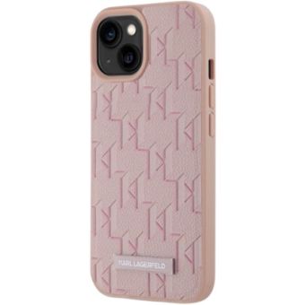 Obal Karl Lagerfeld PU Leather Monogram Metal Logo Magsafe Apple iPhone 15 KLHMP15SPKHPORPP Pink