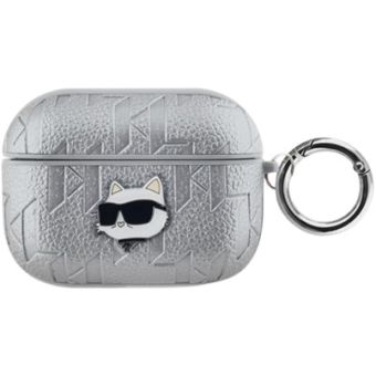 Obal Karl Lagerfeld PU Embossed Choupette Head Apple AirPods Pro KLAPPGCHPS Silver
