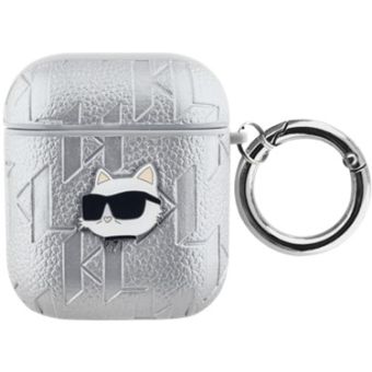 Obal Karl Lagerfeld PU Embossed Choupette Head Apple AirPods 1/2 KLA2PGCHPS Silver