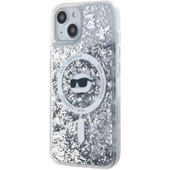 Obal Karl Lagerfeld Liquid Glitter Choupette Head Magsafe Apple iPhone 15 KLHMP15SLGCHSGH Transparent
