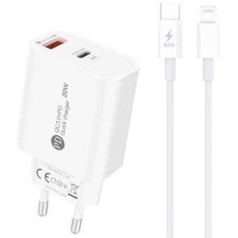 A6MaxL 20W USB-A/USB-C + kábel USB-C/Lightning 1m biela