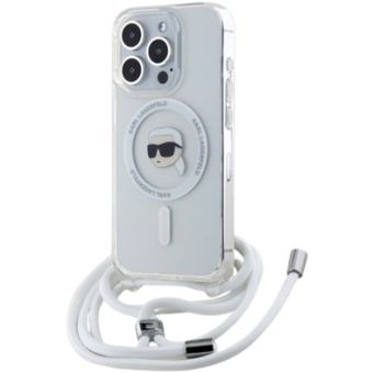 Obal Karl Lagerfeld IML Crossbody Karl Head MagSafe Apple iPhone 15 Pro Max KLHMP15XHCKHNT Transparent