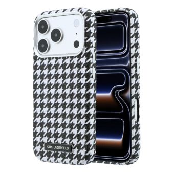 Obal Karl Lagerfeld PU Houndstooth Resin Plate MagSafe Apple iPhone 17 Pro KLHMP17L6PFPDPK čierny