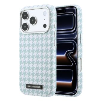 Obal Karl Lagerfeld PU Houndstooth Resin Plate MagSafe Apple iPhone 17 Pro KLHMP17L6PFPDPB modrý
