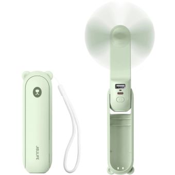 Jisulife Life8 Plus, ručný prenosný ventilátor + powerbanka 4500mAh + svietidlo, zelený