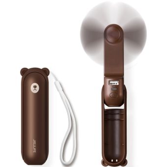 Jisulife Life8 Plus, ručný prenosný ventilátor + powerbanka 4500mAh + svietidlo, hnedý