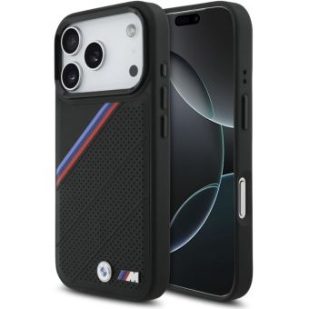 Obal BMW M Tricolor Perforated Pattern MagSafe Apple iPhone 17 Pro BMHMP17L25PCSPEK čierny
