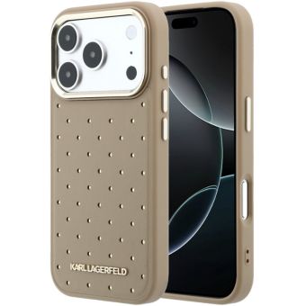 Obal Karl Lagerfeld PU Perforated Gold Dots MagSafe Apple iPhone 17 Pro KLHMP17L6PPDKLE béžový