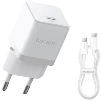 Baseus Palm Fast USB-C 20W + kabel USB-C/USB-C 1m biela