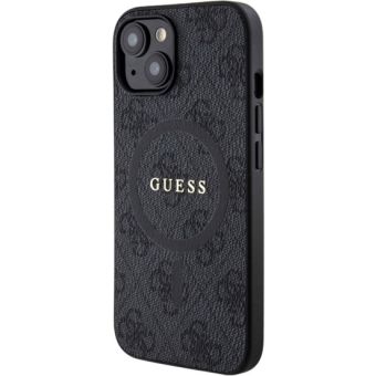 Obal Guess PU Leather 4G Colored Ring MagSafe Apple iPhone 15 Plus GUHMP15MG4GFRK Black