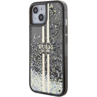 Obal Guess PC/TPU Liquid Glitter Gold Stripe Apple iPhone 15 Plus GUHCP15MLFCSEGK Black