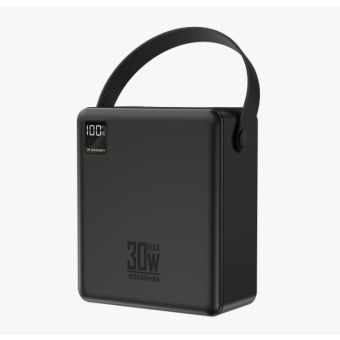 Wozinsky W8-B, 100000mAh 30W 4xUSB-A, 2xUSB-C, Led svietidlo, čierna