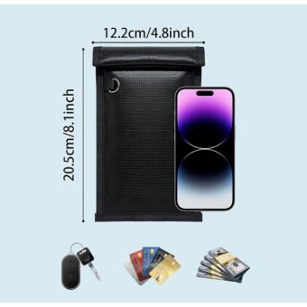 OTN-27 Fireproof RFID Phone Case with Signal Blocker 27x12.3 cm, čierny
