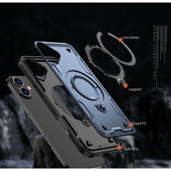 Obal Hybrid Armor Ring MagSafe Apple iPhone 16 modrý