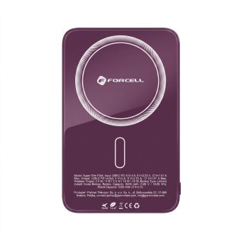 Forcell F-Energy SuperSlim Powerbank F5K8 MagSafe QC4.0 PD3.0 15W 5000 mAh tmavofialová