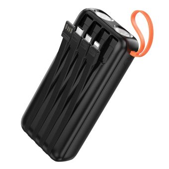 Hoco J151A, 20000 mAh 2A, káble USB-A/USB-C/Lightning/microUSB, svetlo, čierna