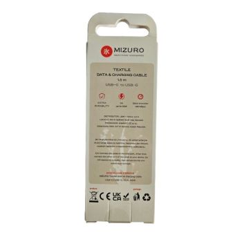 Mizuro Textile, USB-C/USB-C 60W 3A, 1.5m, čierny